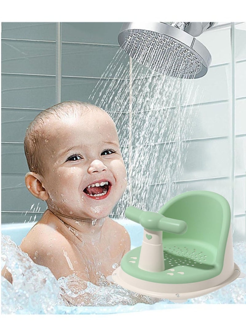 عام كرسي استحمام للأطفال مانع للانزلاق، بتصميم يسمح بمرور الهواء، آمن ومريح، مناسب للأطفال الرضع، مزود بأكواب شفط متينة، كرسي استحمام محمول بلون أخضر منعش للأطفال من عمر 0-3 سنوات - Image 2